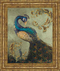 22x26 Peacock On Sage Il By Tiffany Hakimipour - Framed Print Wall Art - Beige