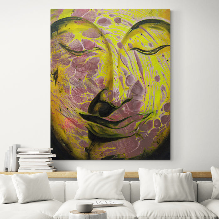 Abstract Asian Art Buddha Portrait Original Oil on Canvas