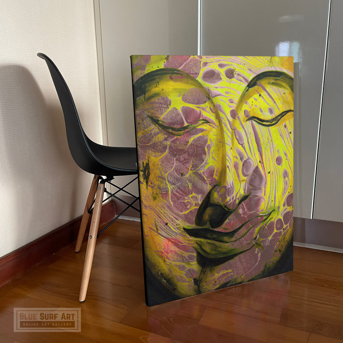 Abstract Asian Art Buddha Portrait Original Oil on Canvas