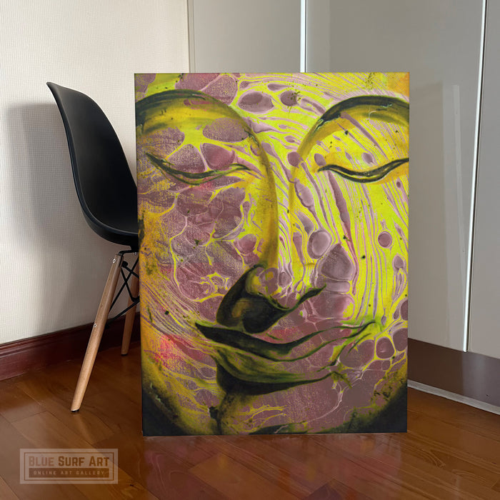 Abstract Asian Art Buddha Portrait Original Oil on Canvas