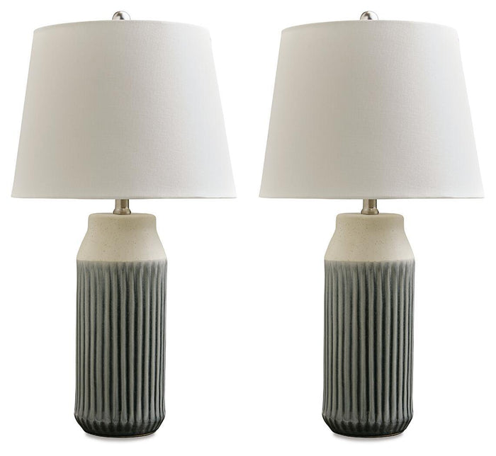 Afener - Ceramic Table Lamp (Set of 2) - Blue / Beige