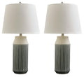 Afener - Ceramic Table Lamp (Set of 2) - Blue / Beige