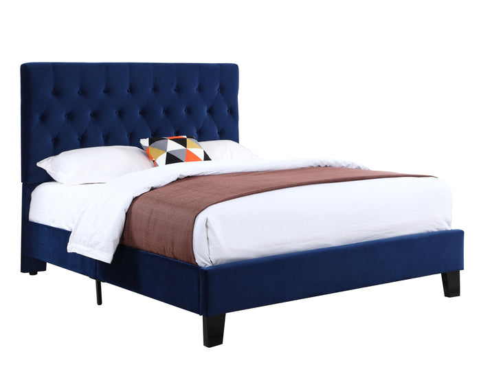 Amelia - Full Upholstered Bed With Tufted, Padded Headboard, And Platform-Style Base - Navy