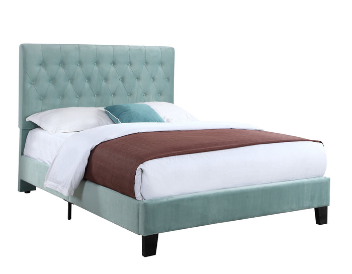 Amelia - Queen Upholstered Bed With Tufted, Padded Headboard, And Platform-Style Base - Light Blue