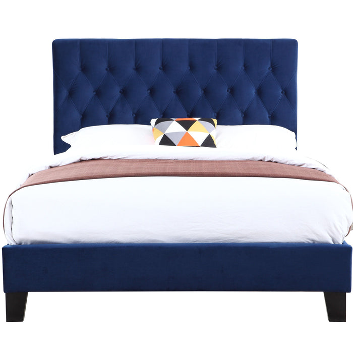 Amelia - Queen Upholstered Bed With Tufted, Padded Headboard, And Platform-Style Base - Navy