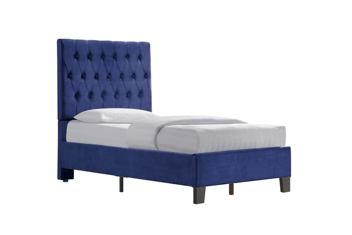 Amelia - Twin Upholstered Bed With Tufted, Padded Headboard, And Platform-Style Base - Navy