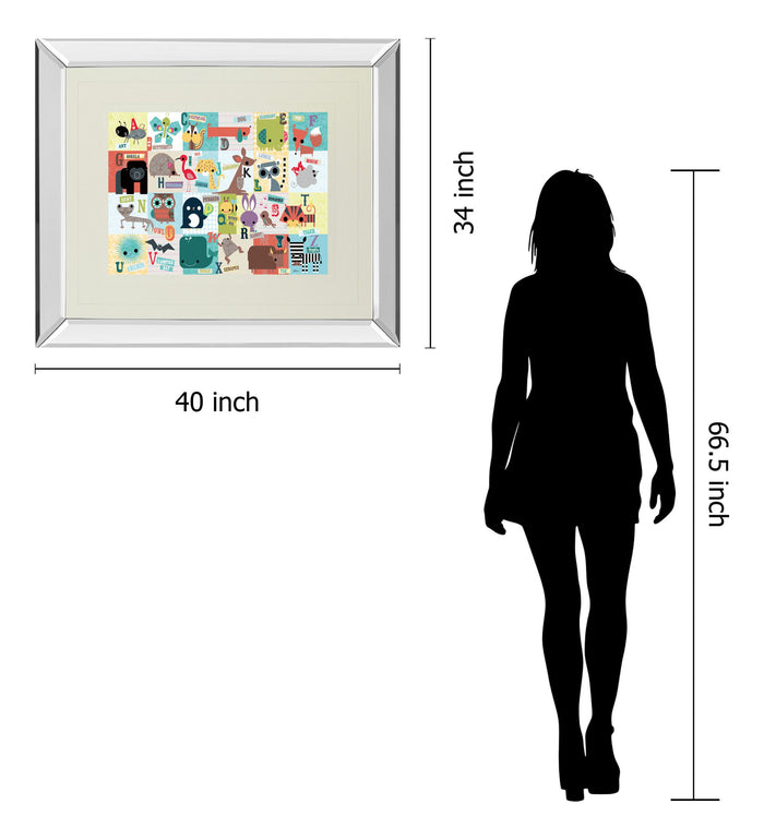 Animal Abc By Julian Phillips - Mirror Framed Print Wall Art - Beige