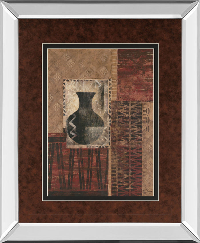 Artifact Revival I By Maria Donovan - Mirror Framed Print Wall Art - Dark Red