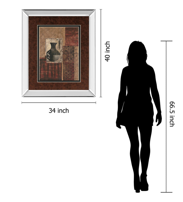 Artifact Revival I By Maria Donovan - Mirror Framed Print Wall Art - Dark Red