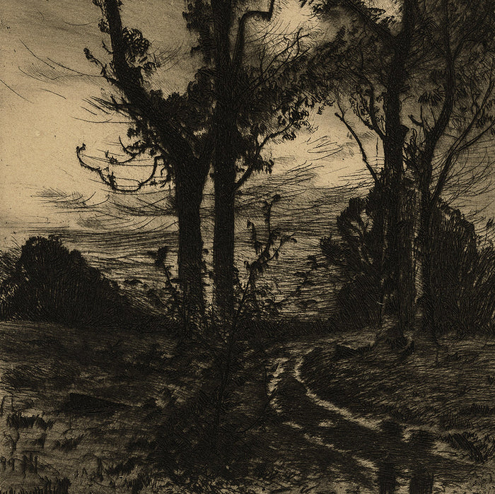 Thorvald Simeon NISS - Autumn Evening - 1899 - Etching  - Monogrammed TN and dated 99 - detail