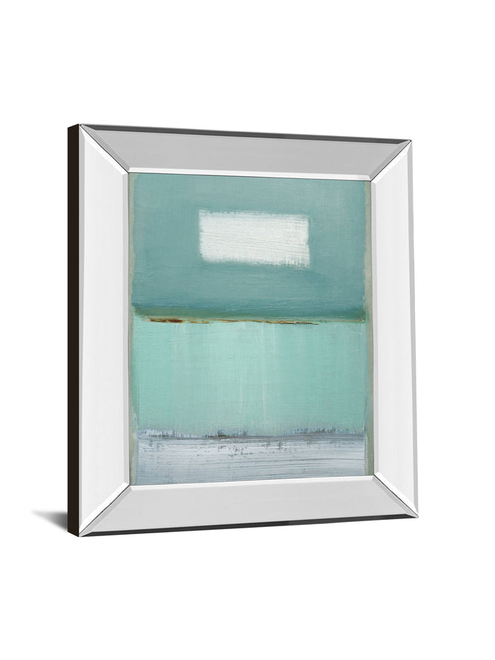 Azure 1 By Caroline - Mirror Framed Print Wall Art - Light Blue