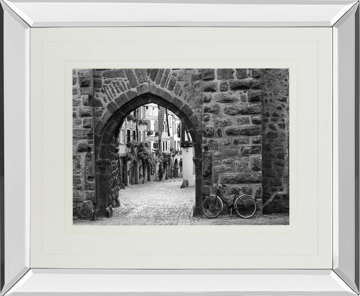 Bicycle Of Riquewihr By Monte Nagler - Mirror Framed Print Wall Art - Dark Gray