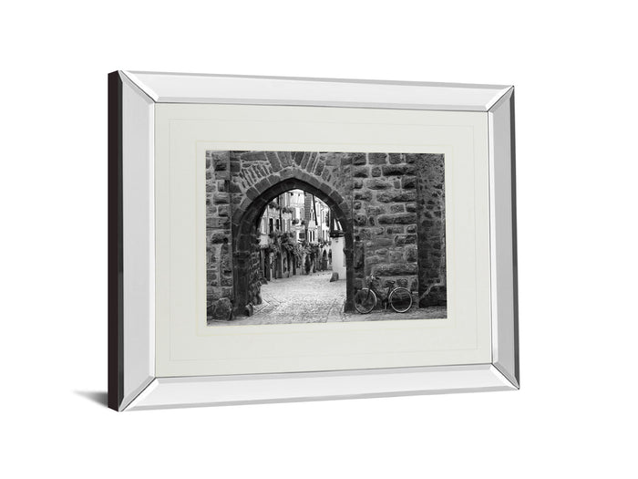 Bicycle Of Riquewihr By Monte Nagler - Mirror Framed Print Wall Art - Dark Gray