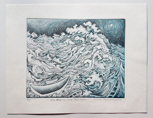 "Blue Wave and Full Moon" by Dara Larson