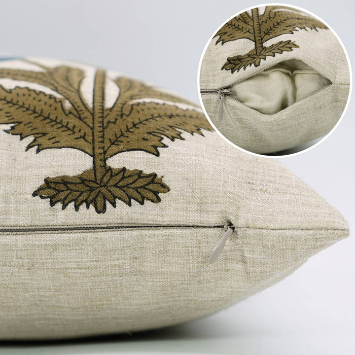Bohemian Block Design Linen Blend Pillow Cover - Badshah: Linen Blend / One Side / 18X18