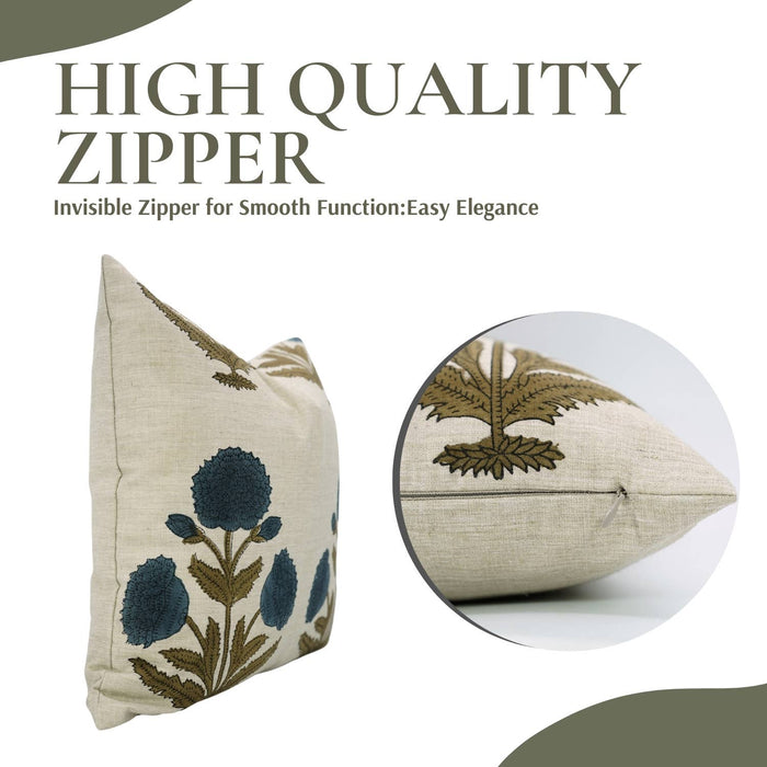 Bohemian Block Design Linen Blend Pillow Cover - Badshah: Linen Blend / One Side / 18X18