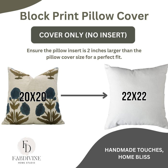 Bohemian Block Design Linen Blend Pillow Cover - Badshah: Linen Blend / One Side / 18X18