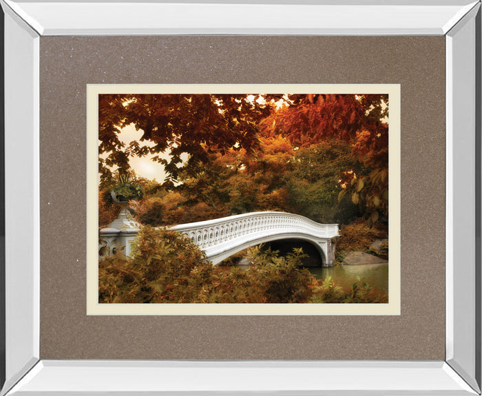 Bow Bridge By Tom Reeves - Mirror Framed Print Wall Art - Light Brown