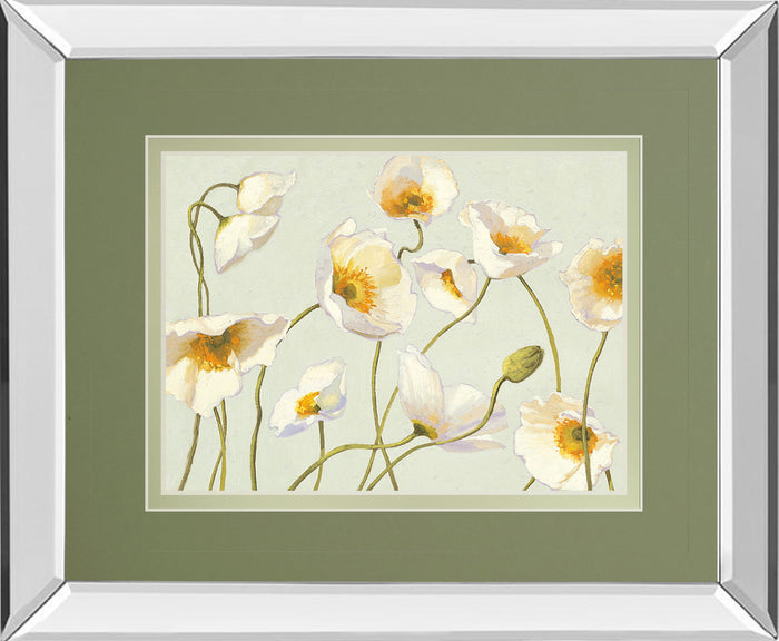 Bright Poppies By Novak - Mirror Framed Print Wall Art - Beige