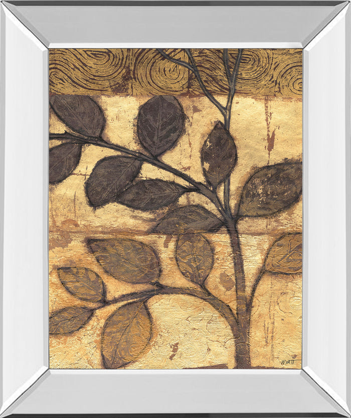 Bronzed Branches I By Norman Wyatt, Jr. - Mirror Framed Print Wall Art - Light Brown