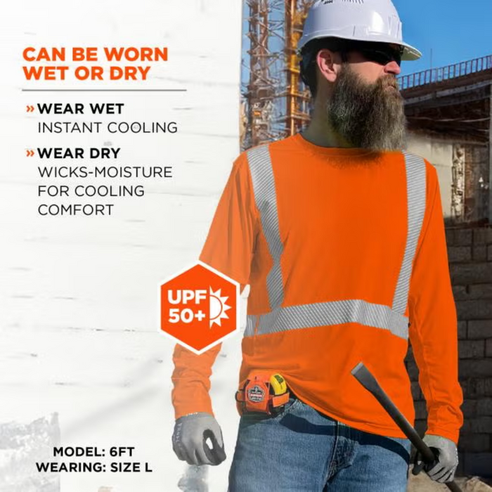 Chill-Its 6688 Cooling Hi-Vis Sun Shirt with UV Protection - Type R, Class 2