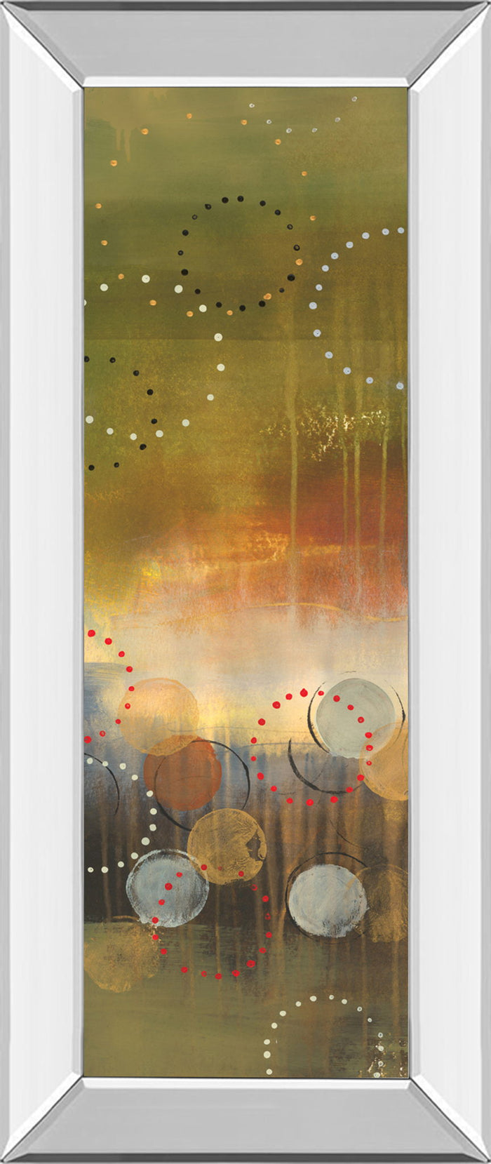 Circles In Panel I By Jeni Lee - Mirror Framed Print Wall Art - Light Brown