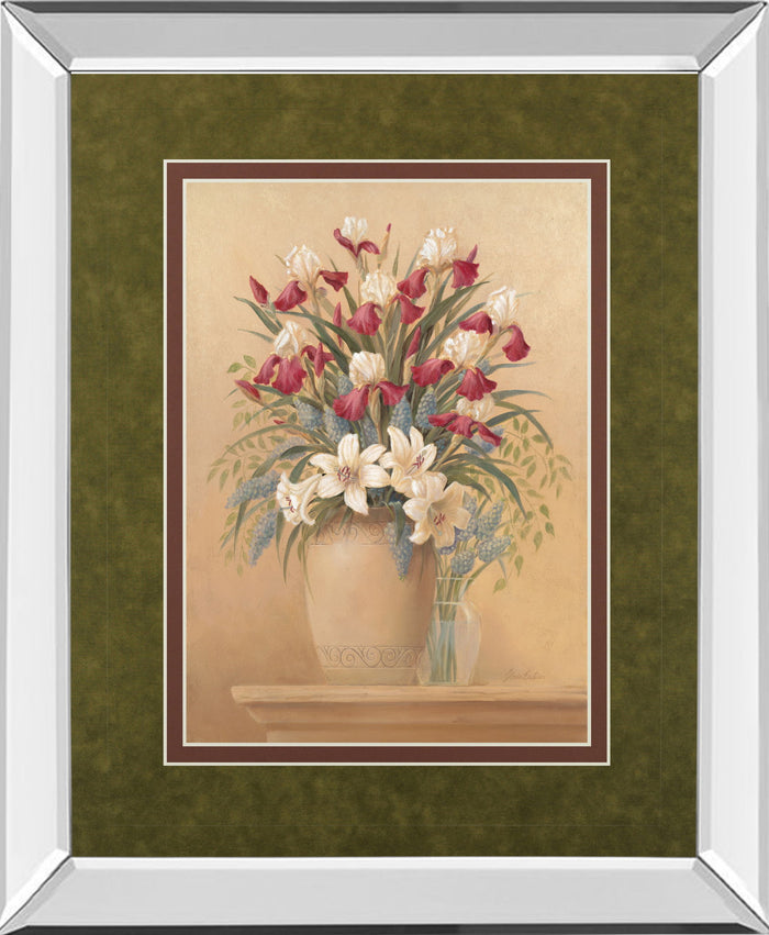 Classic Petal Il By Gloria Eriksen - Mirror Framed Print Wall Art - Beige