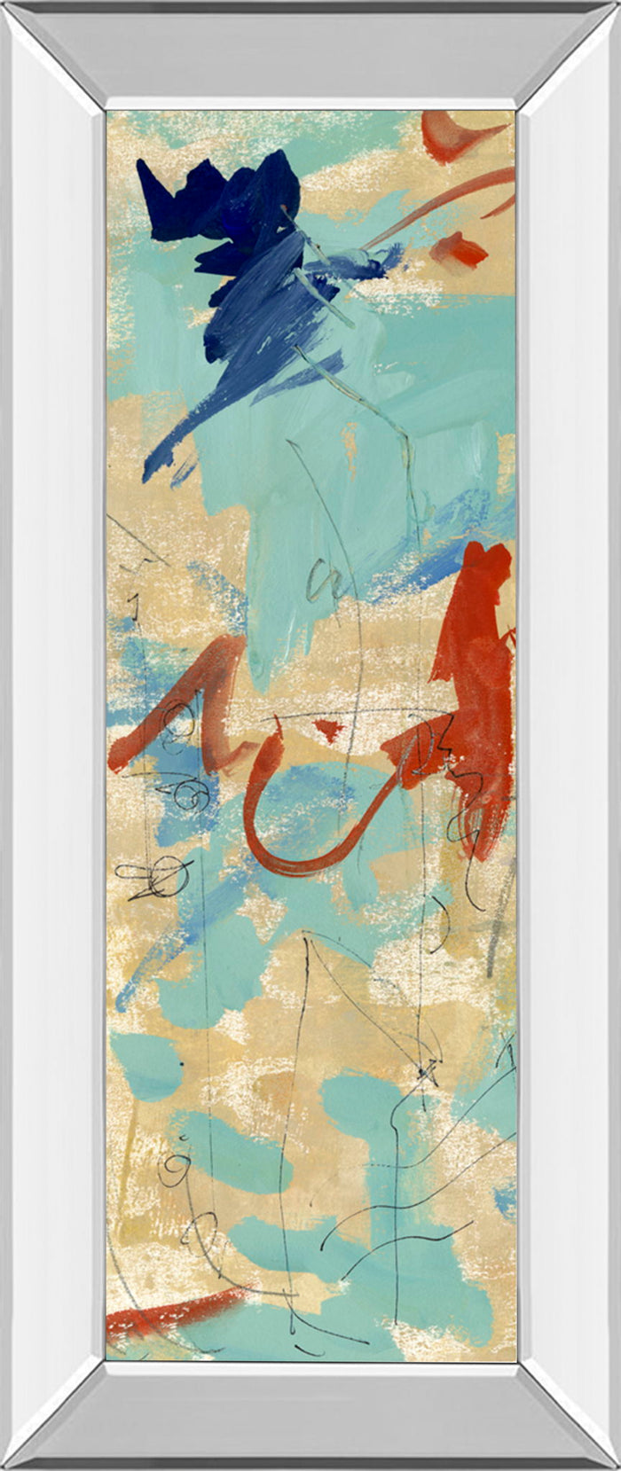 Composition 4b By Melissa Wang - Mirror Framed Print Wall Art - Light Blue