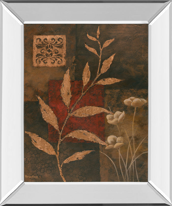 Copper Rhythm I By Vivian Flasch - Mirror Framed Print Wall Art - Dark Brown