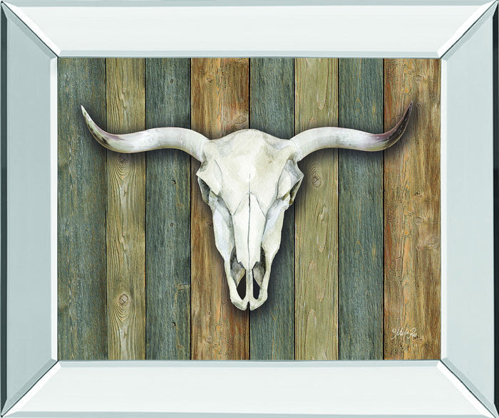 Cow Skull Il By Marla Rae - Mirror Framed Print Wall Art - Light Brown