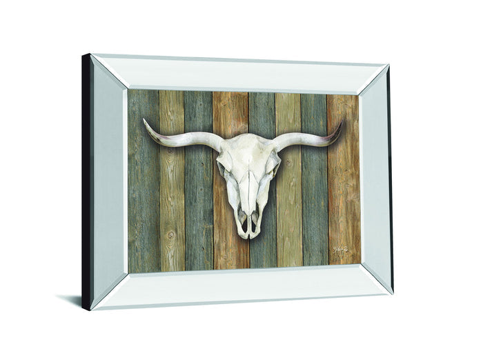 Cow Skull Il By Marla Rae - Mirror Framed Print Wall Art - Light Brown