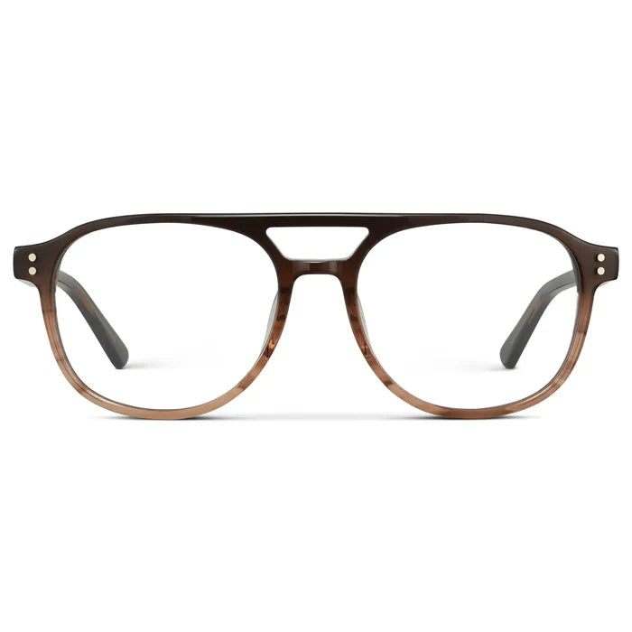 Ridge Brown || Men's Aviator Prescription Glasses with Ridge Brown Acetate Frame and Clear Lens