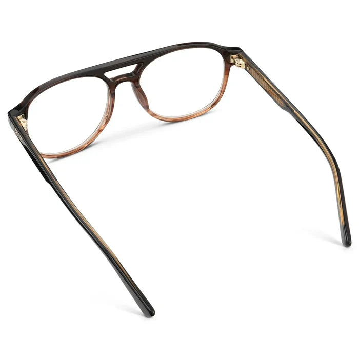 Ridge Brown || Men's Aviator Prescription Glasses with Ridge Brown Acetate Frame and Clear Lens