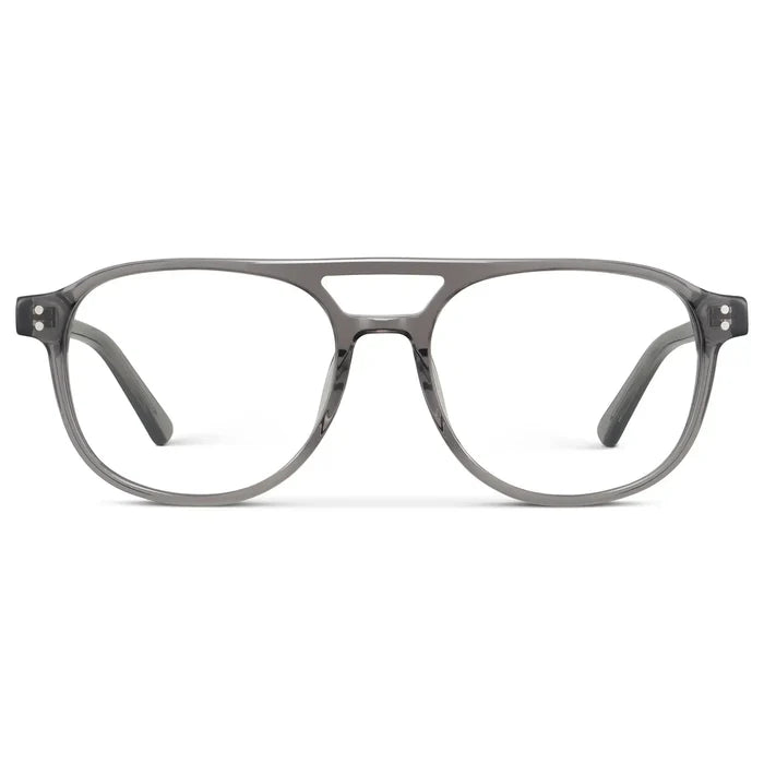 Steel Grey || Men's Aviator Prescription Glasses with Steel Grey Acetate Frame and Clear Lens