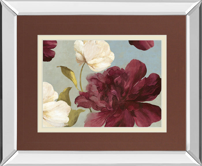 Deep Peonies Il By Asia Jensen - Mirror Framed Print Wall Art - Dark Red