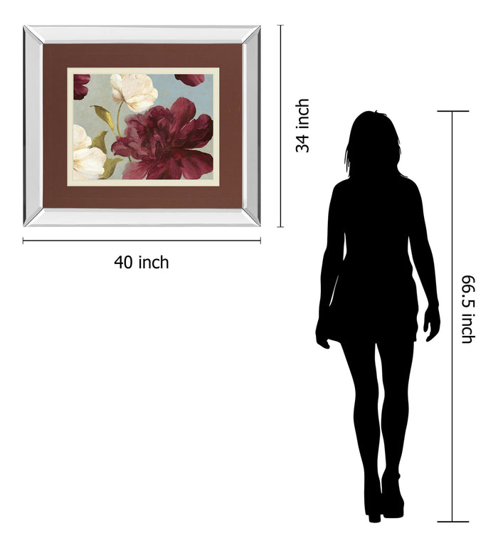 Deep Peonies Il By Asia Jensen - Mirror Framed Print Wall Art - Dark Red