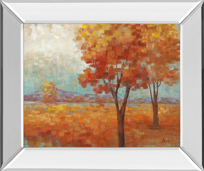 Distant Mountain Il By Nan - Mirror Framed Print Wall Art - Orange