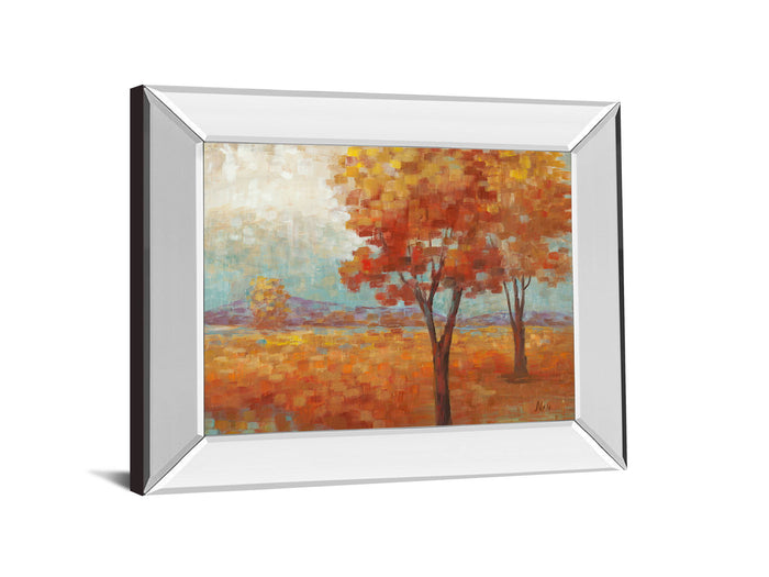Distant Mountain Il By Nan - Mirror Framed Print Wall Art - Orange