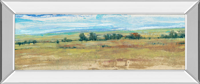 Distant Treeline Panel I By Tim Otoole - Mirror Framed Print Wall Art - Light Brown