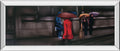 Down On The Street By Xavier Visa - Mirrored Frame Wall Art - Dark Brown