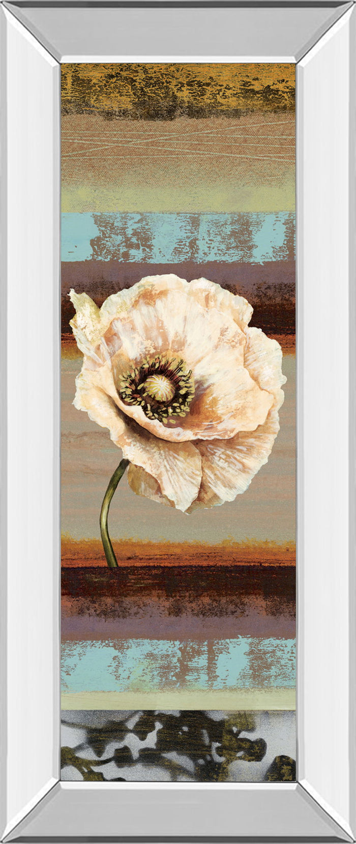 Elemental Poppy Il By Selina Werbelow - Mirror Framed Print Wall Art - Beige