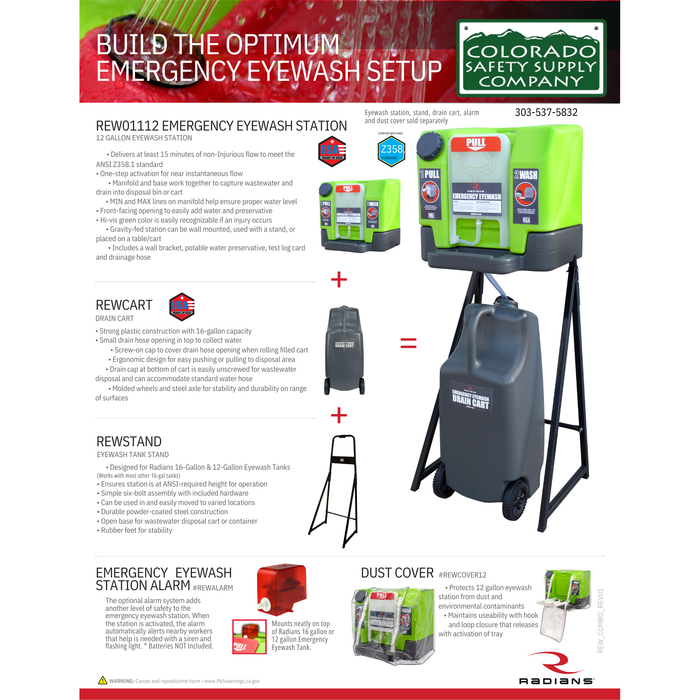 Emergency eyewash station, 12 gallon eyewash station