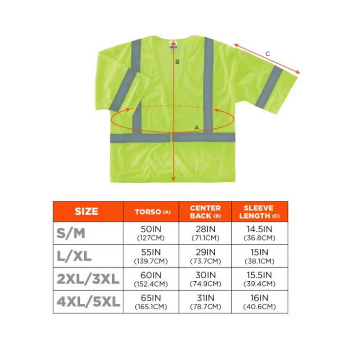 Ergodyne GloWear 8310HL Hi-Vis Safety Vest - Type R, Class 3, Hook + Loop