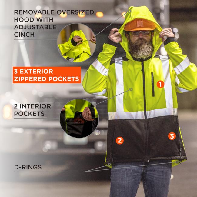 Ergodyne GloWear  Hi-Viz Softshell - Water resistant Jacket Type R, Class 3