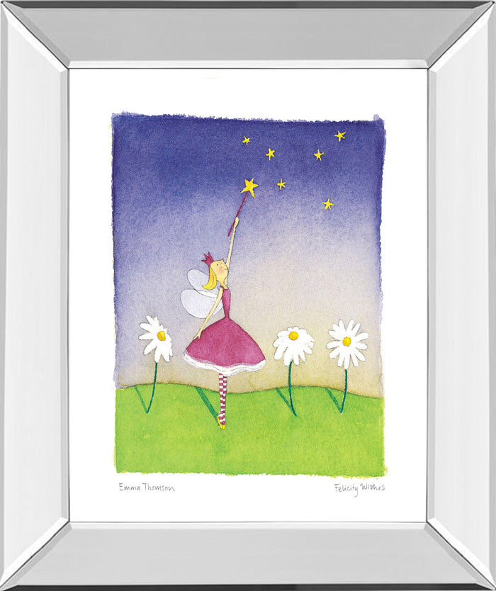 Felicity Wishes I By Emma Thomson - Mirror Framed Print Wall Art - Blue