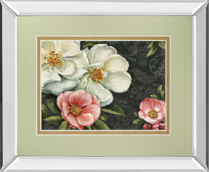 Floral Damask I By Lisa Audit - Mirror Framed Print Wall Art - Beige