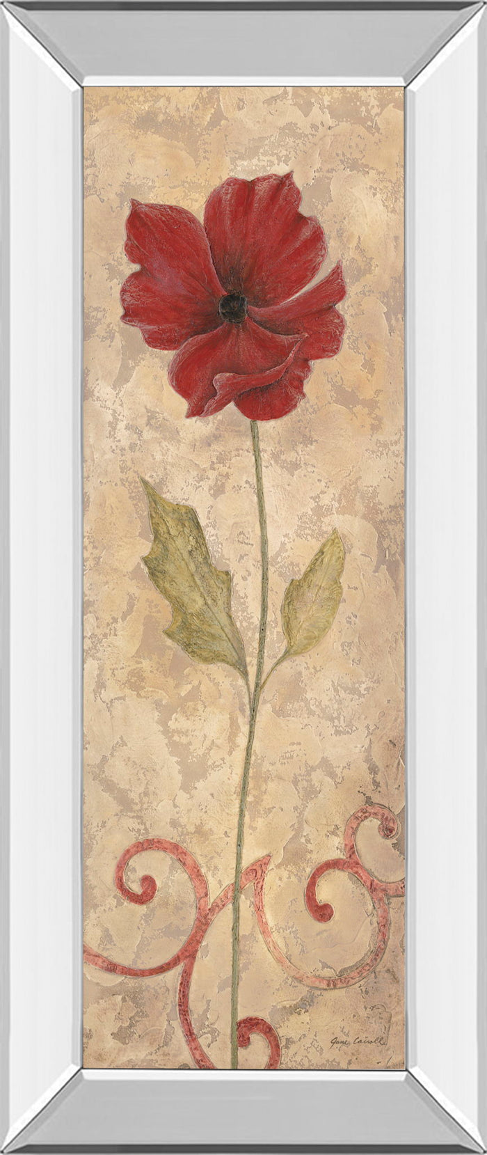 Flower II - Mirrored Framed Print Wall Art - Beige