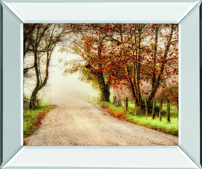 Fog Ahead By D. Burt - Mirror Framed Print Wall Art - Beige