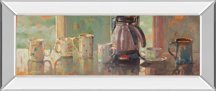 Gathering I By Lorraine Vail - Mirror Framed Print Wall Art - Light Brown