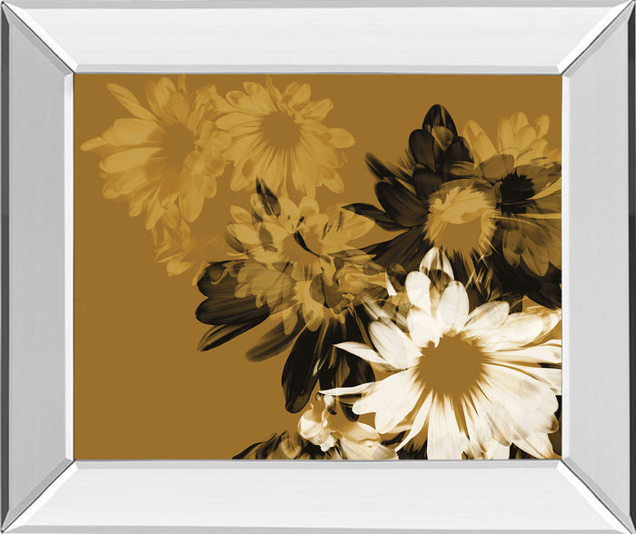 Golden Bloom Il By Mirror Framed Print Wall Art - Light Brown